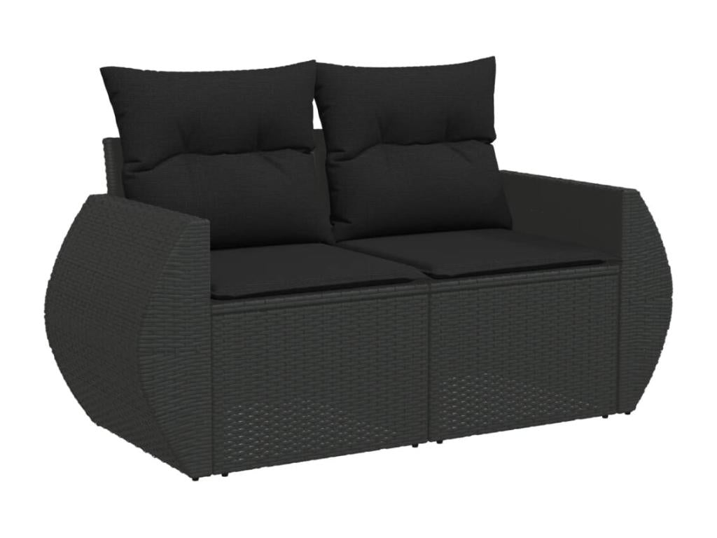 Ensemble de mobilier de jardin en résine tressée noire - dlz1766456955179