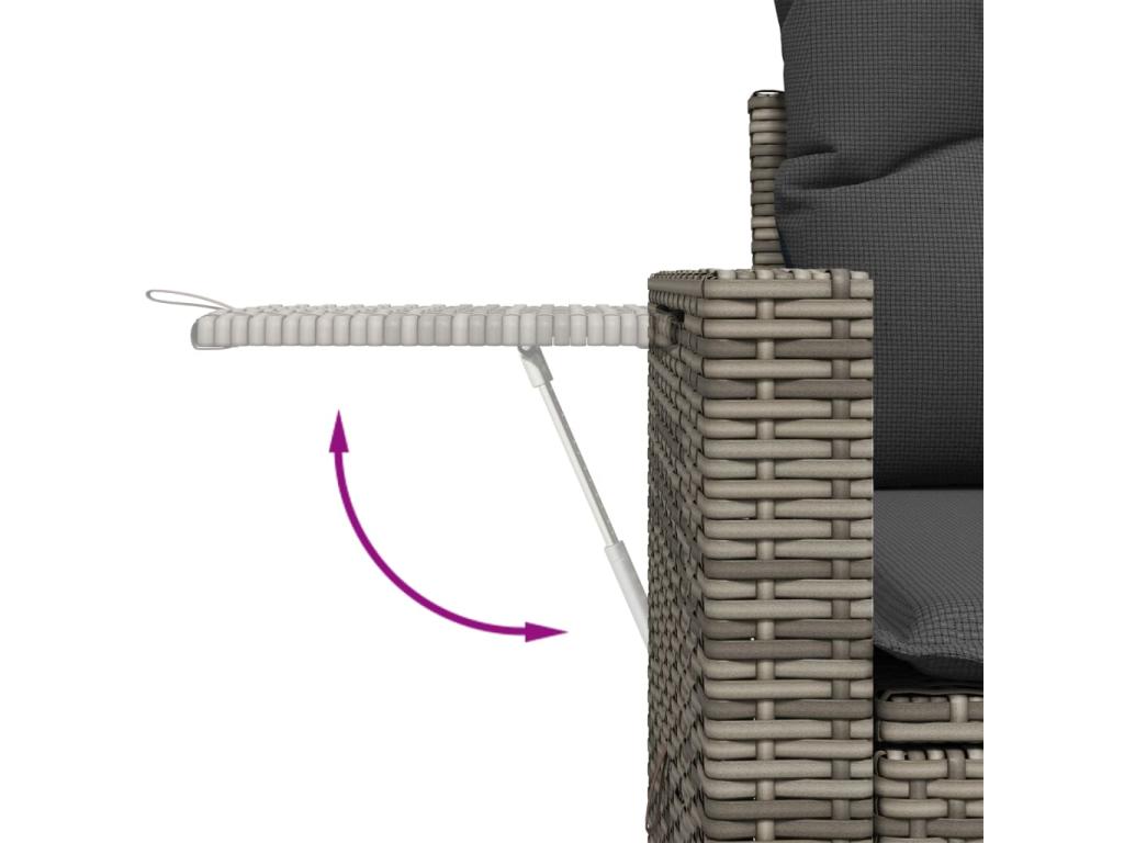 Ensemble de mobilier de jardin en résine tressée grise - dlz1766456996720