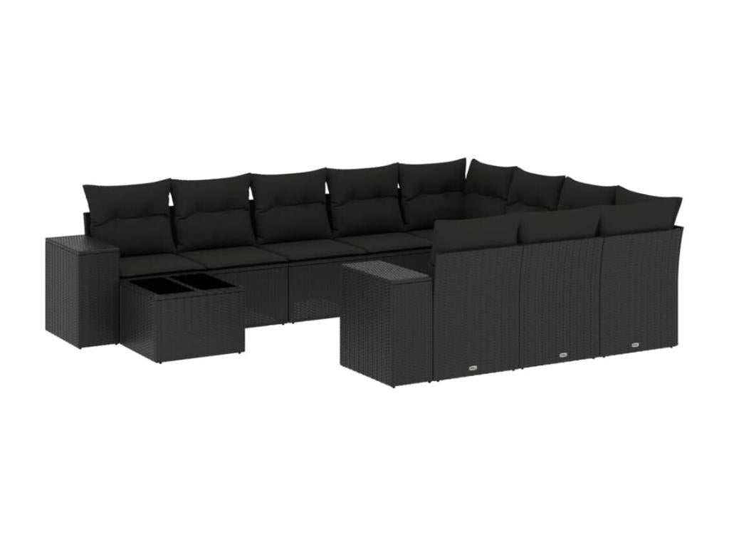 Ensemble de mobilier de jardin en résine tressée noire - dlz1766456769462