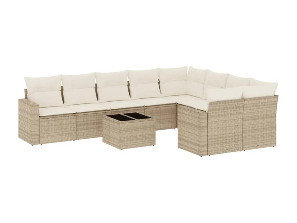 Ensemble de mobilier de jardin en résine tressée beige - dlz1766456759215