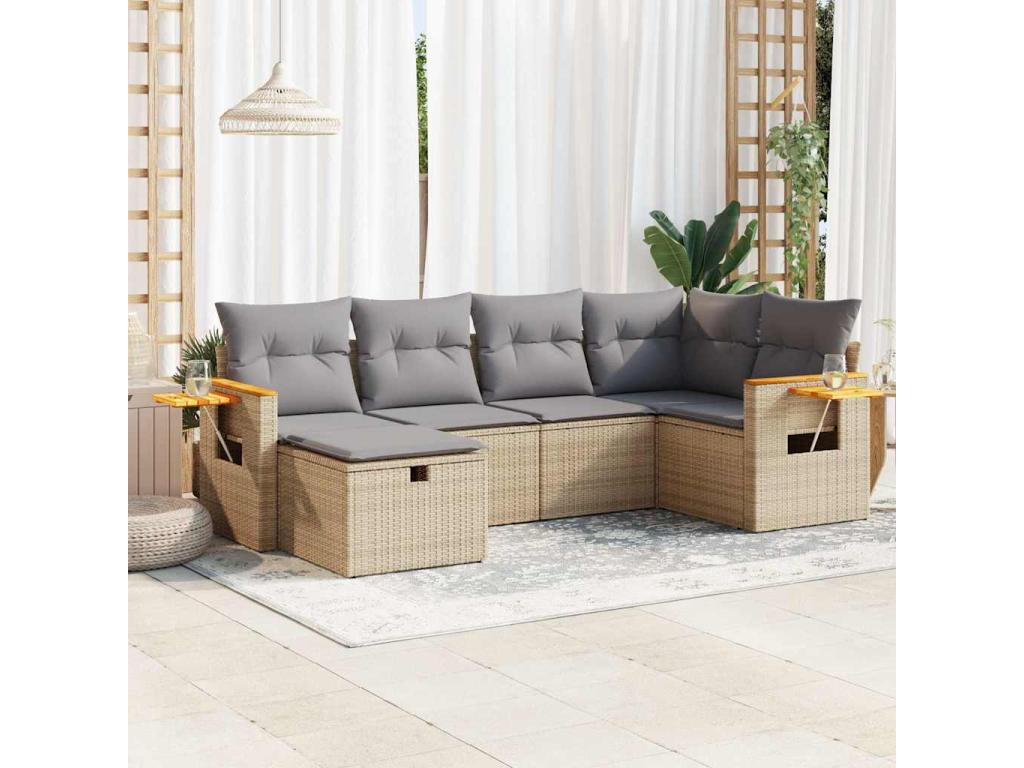 Ensemble de mobilier de jardin en résine tressée beige - dlz1766456367181