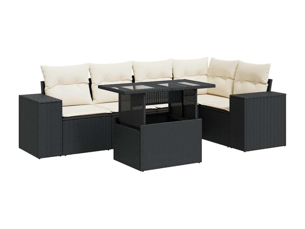 Ensemble de mobilier de jardin en résine tressée noire - dlz1766456292073