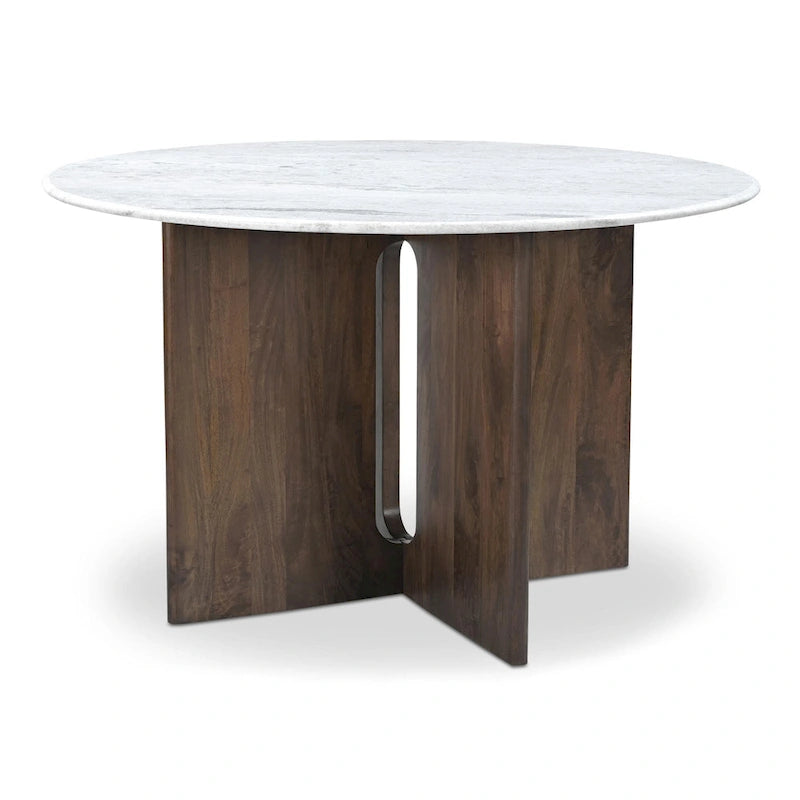 Table de salle à manger ronde Brelline de NADAAL STUDIOS, piètement croisé - 122 cm (L) x 122 cm (P) x 76 cm (H)