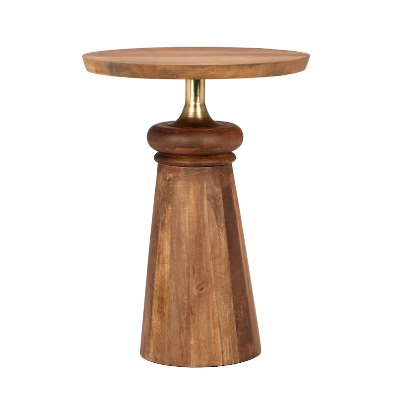 Table d'appoint piédestal Christopher Knight Home en bois de manguier et métal