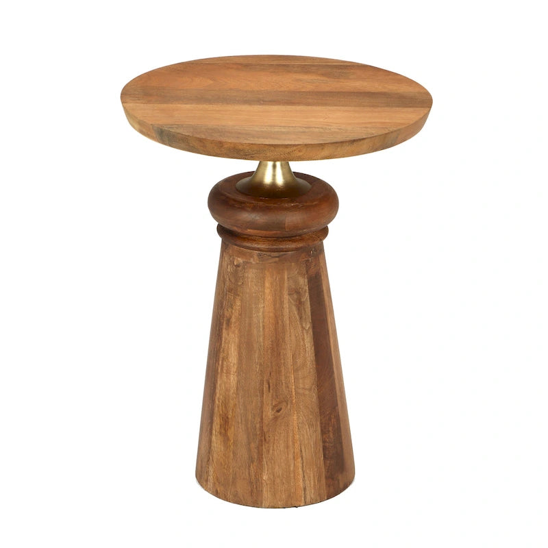Table d'appoint piédestal Christopher Knight Home en bois de manguier et métal