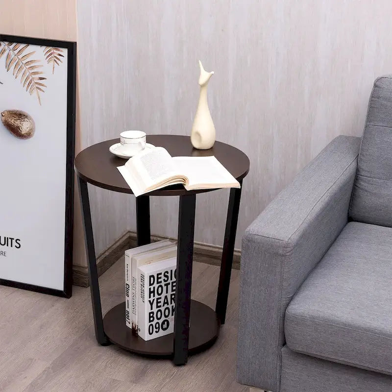 Ensemble de 2 tables d'appoint industrielles Costway, table de chevet, étagère