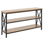 Brown Black MDF Metal Console Table, 3-Tier Long Hallway Table 240 lbs Top Load Capacity - 55.1 L x 13.4 W x 30.0 H