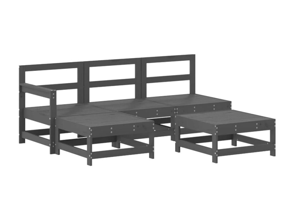 Ensemble de mobilier d'extérieur en bois massif gris