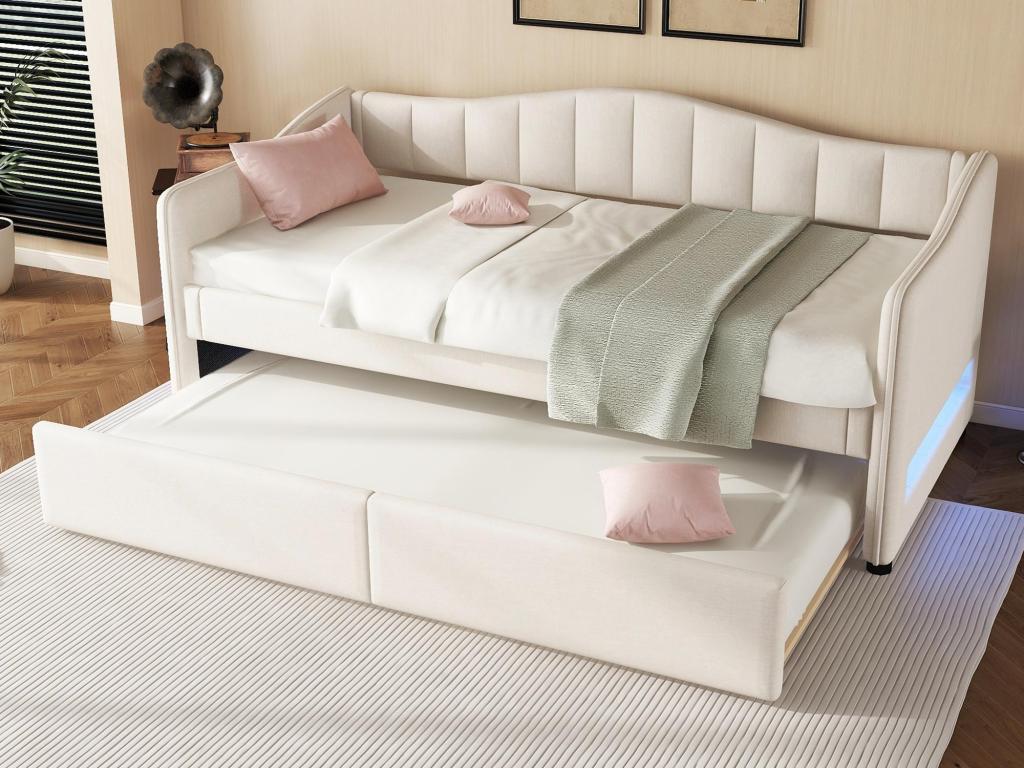Matelas en tissu beige, 90 x 200 cm