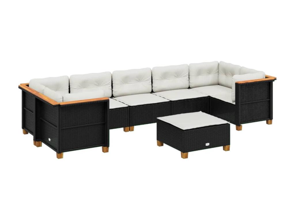 Ensemble de mobilier de jardin en résine tressée noire - dlz1766456721246