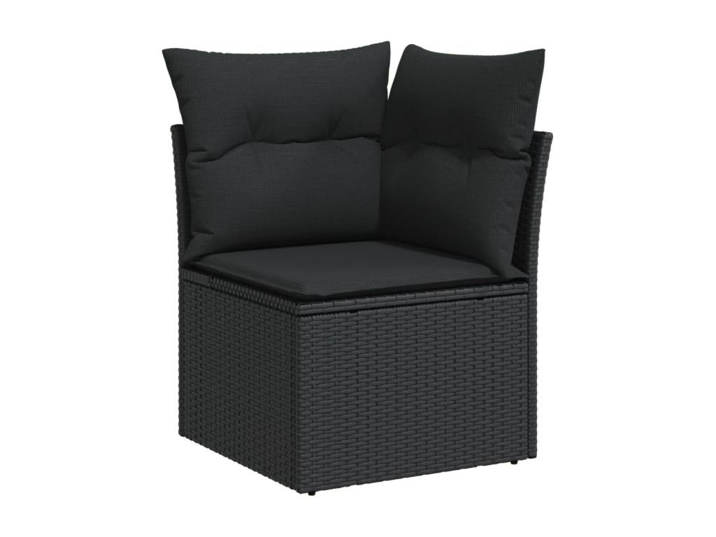 Ensemble de mobilier de jardin en résine tressée noire - dlz1766456955179