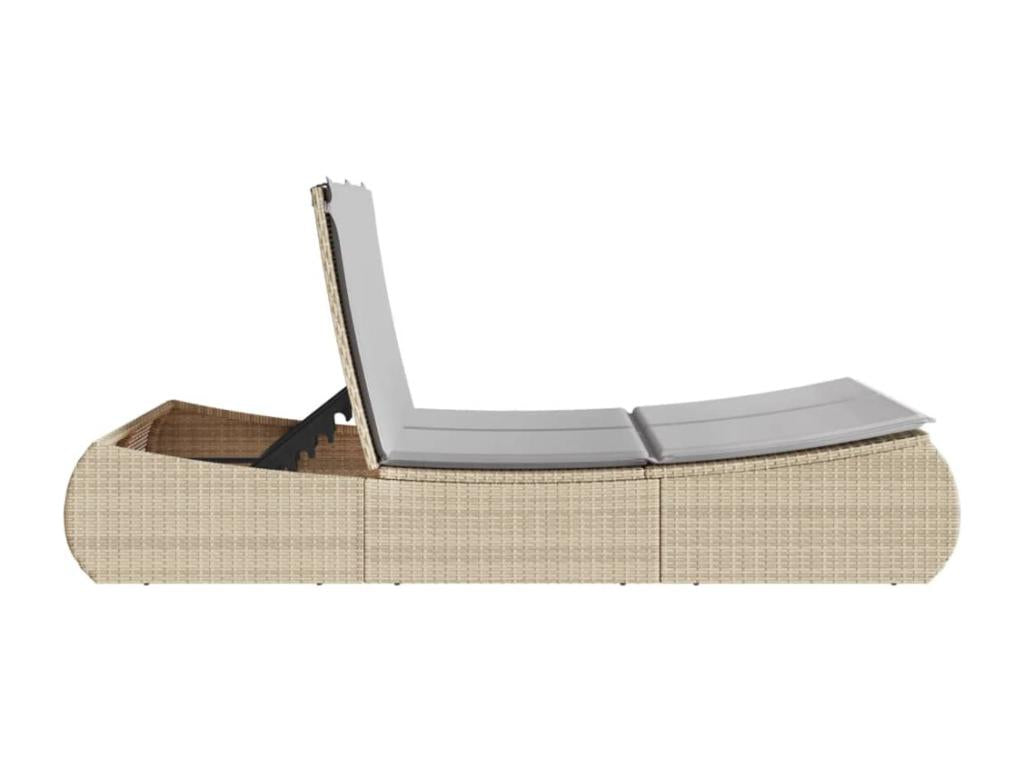 Chaise longue en résine tressée beige