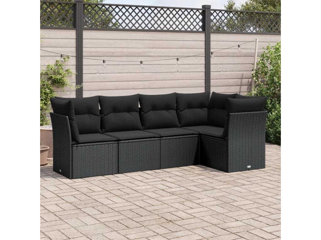 Ensemble de mobilier de jardin en résine tressée noire - dlz1766456564984
