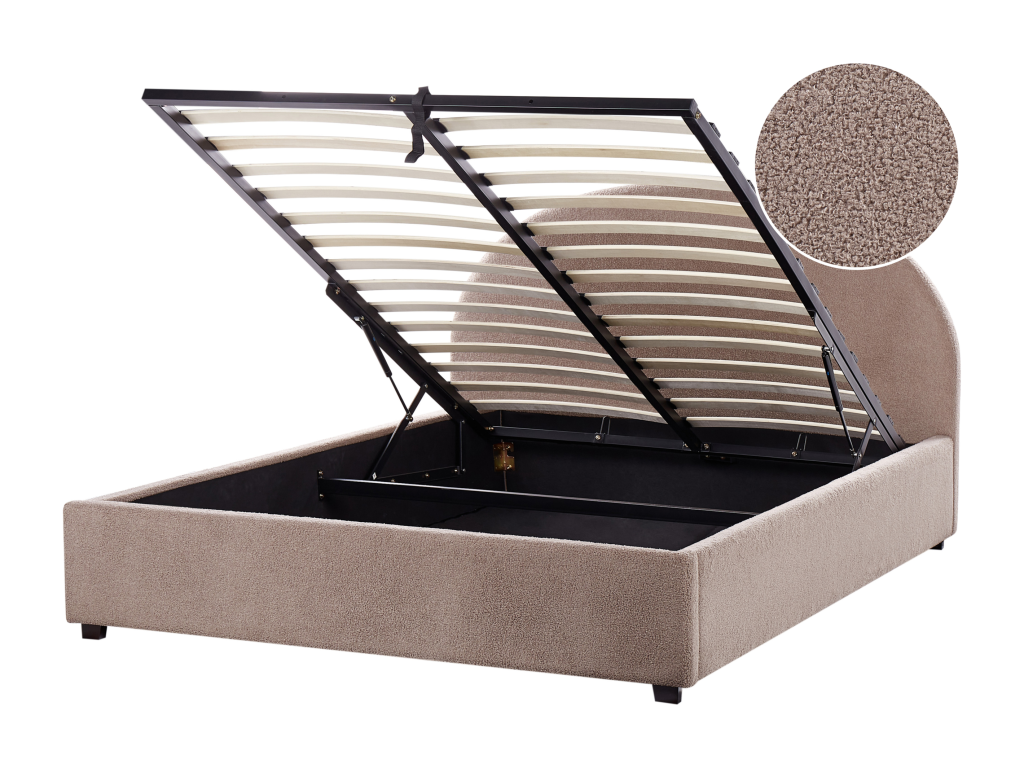 Pouf en tissu bouclé beige, 160 x 200 cm