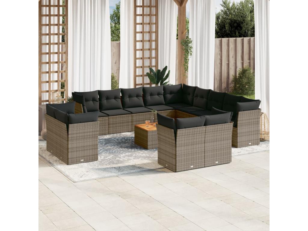 Ensemble de mobilier de jardin en résine tressée grise - dlz1766456454476