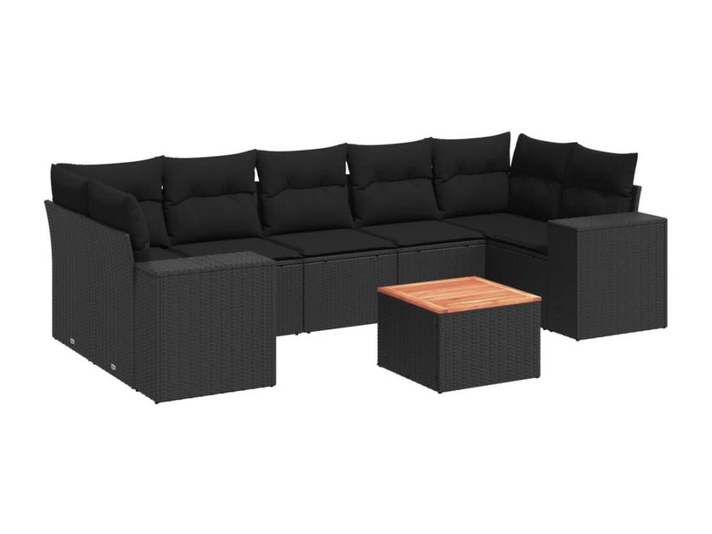 Ensemble de mobilier de jardin en résine tressée noire - dlz1766457174044