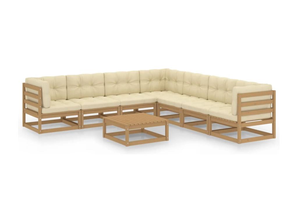 Ensemble de meubles de jardin en pin brun