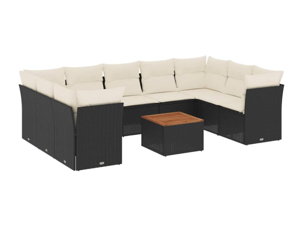 Ensemble de mobilier de jardin en résine tressée noire - dlz1766456633966