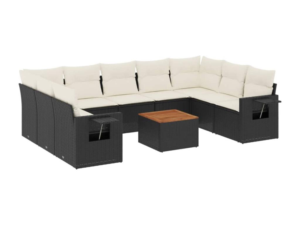 Ensemble de mobilier de jardin en résine tressée noire - dlz1766456584965