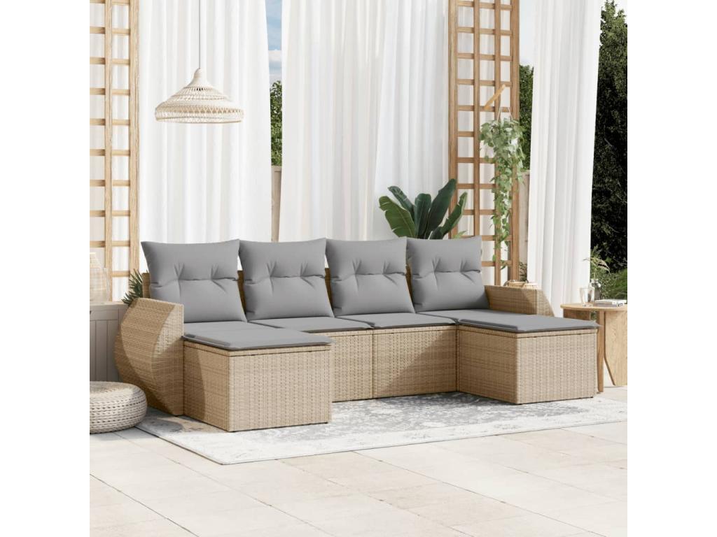 Ensemble de mobilier de jardin en résine tressée beige - dlz1766456557147