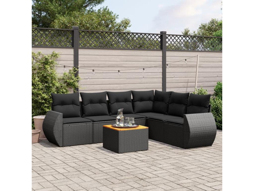 Ensemble de mobilier de jardin en résine tressée noire - dlz1766456955179