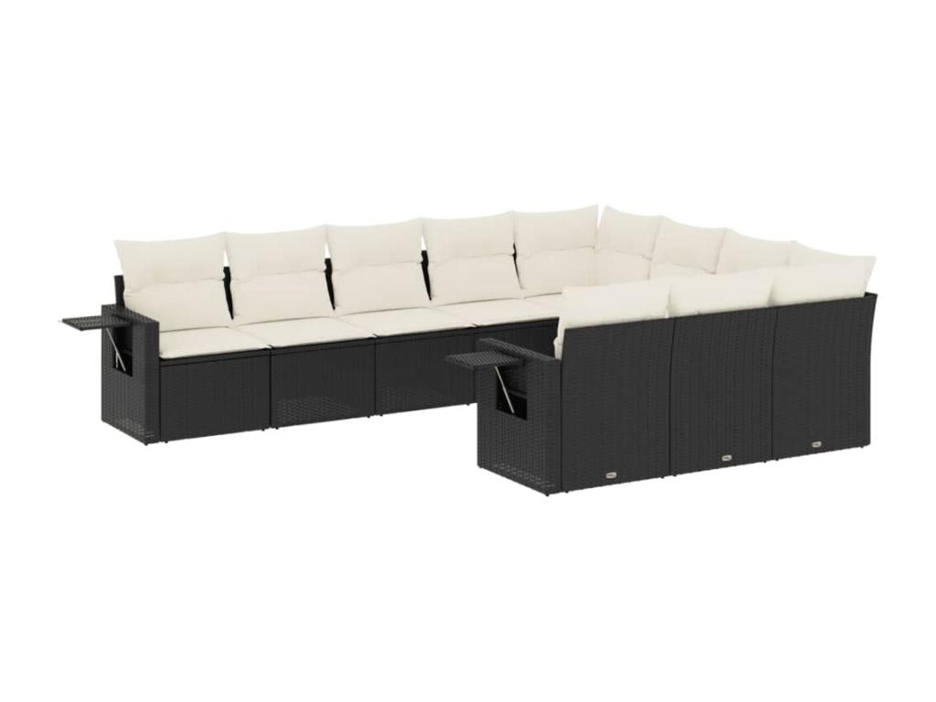 Ensemble de mobilier de jardin en résine tressée noire - dlz1766456806250