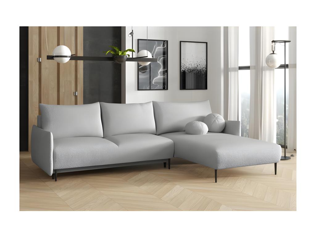 Canapé-lit en tissu bouclé gris