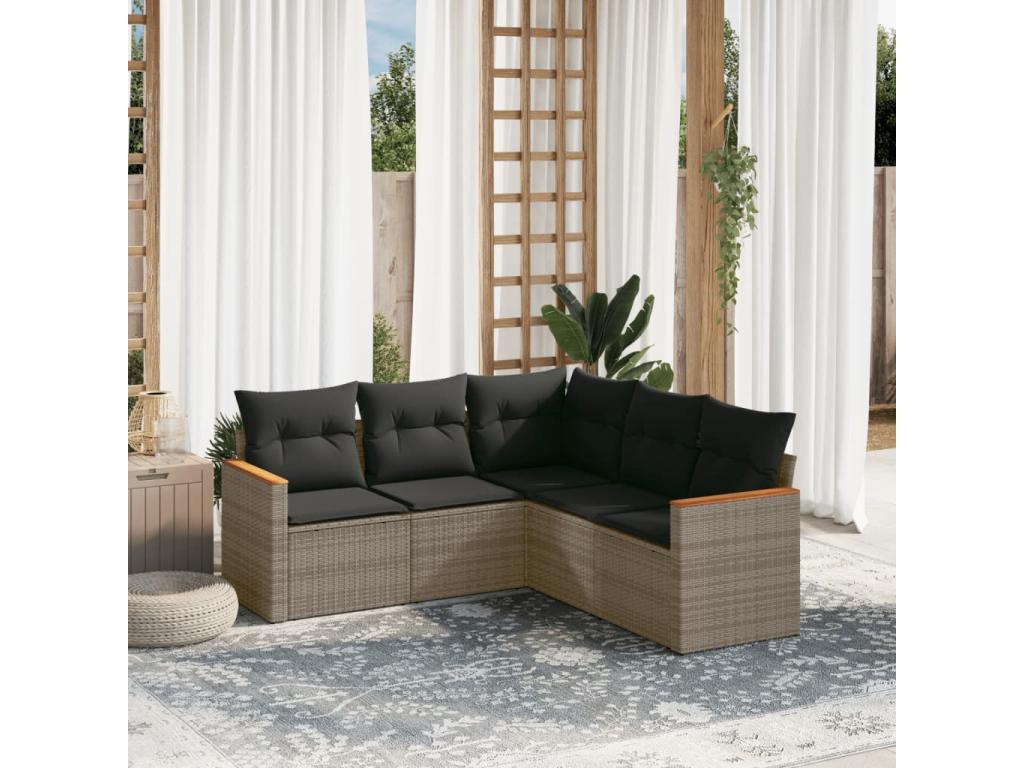 Ensemble de mobilier de jardin en résine tressée grise - dlz1766456872294