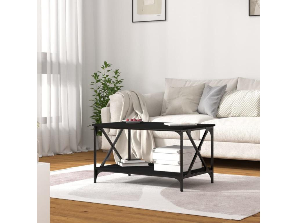 Table basse en bois d'ingénierie noir, 80 x 50 x 45 cm