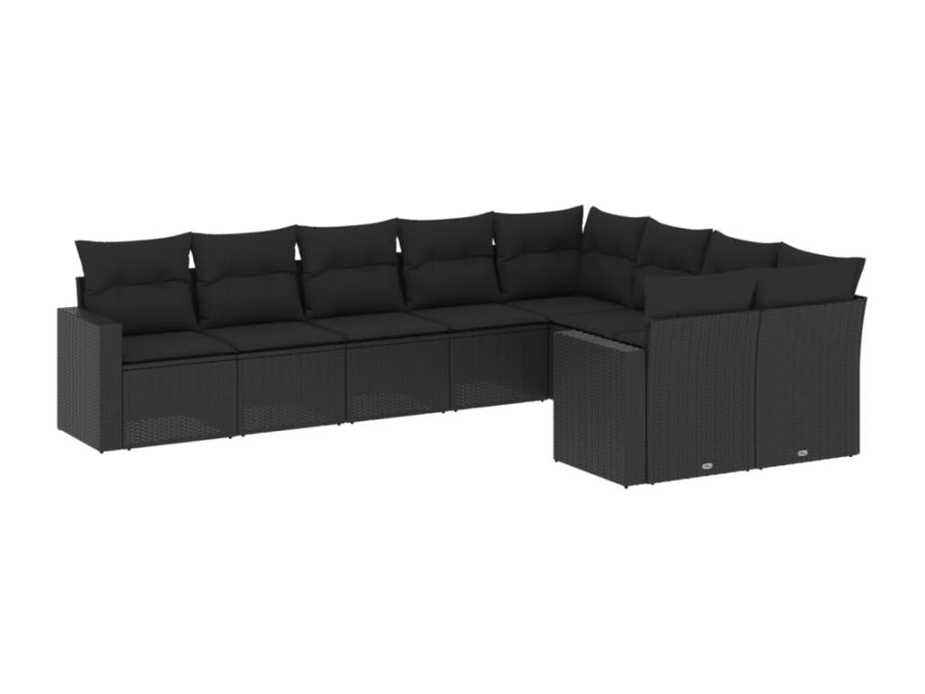 Ensemble de mobilier de jardin en résine tressée noire - dlz1766456729634