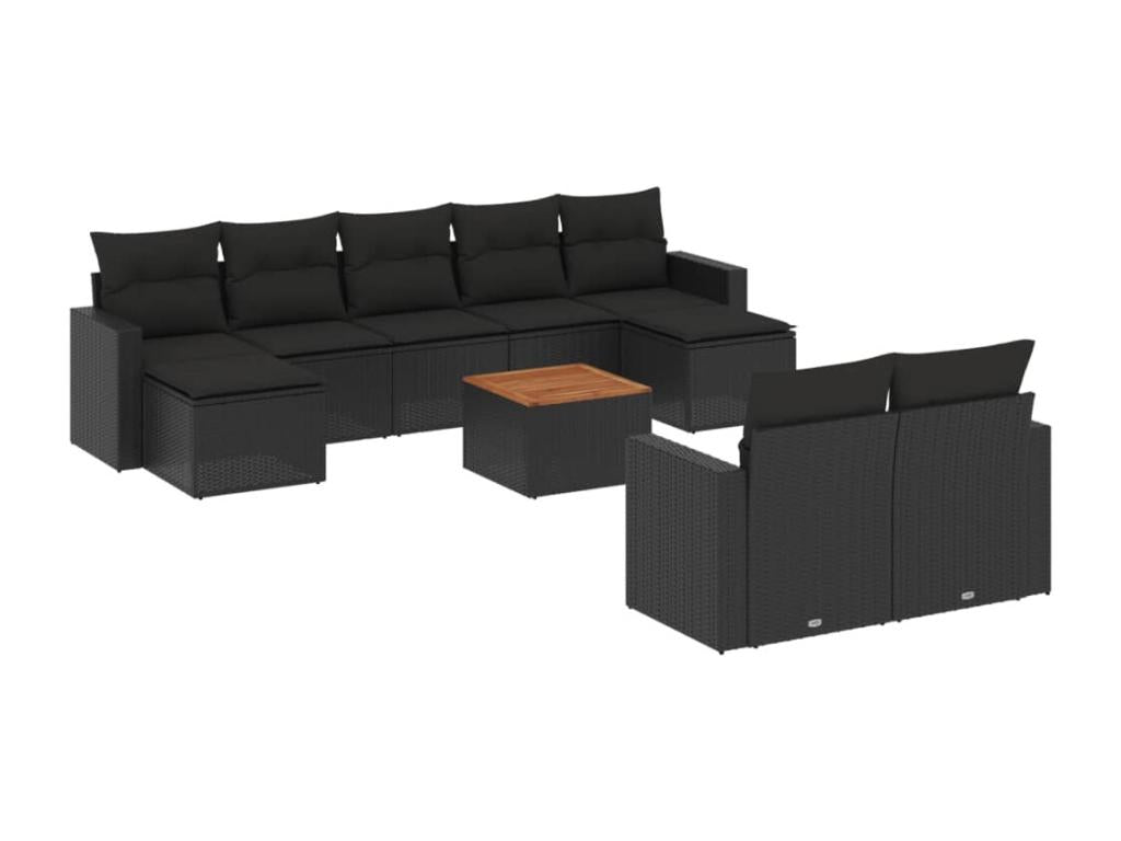 Ensemble de mobilier de jardin en résine tressée noire - dlz1766457159796
