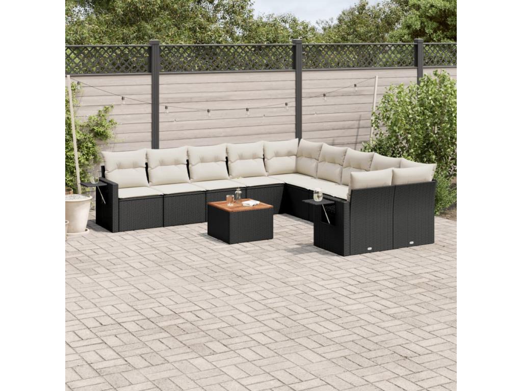 Ensemble de mobilier de jardin en résine tressée noire - dlz1766457146301