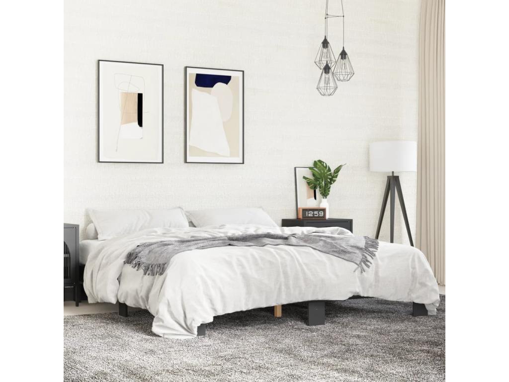 Cadre de lit noir, 200 x 200 cm