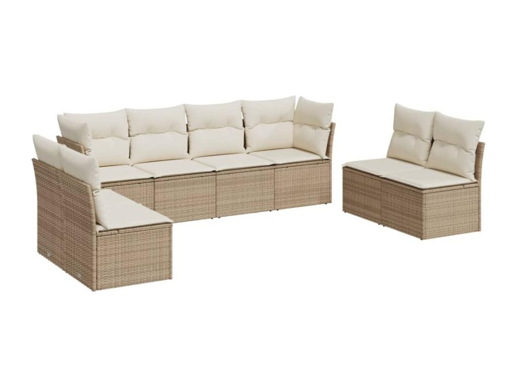 Ensemble de mobilier de jardin en résine tressée beige - dlz1766456777138