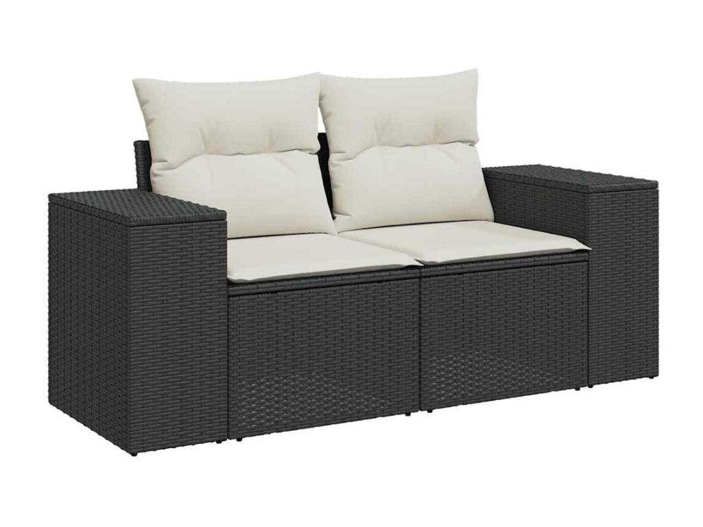 Ensemble de mobilier de jardin en résine tressée noire - dlz1766456292073