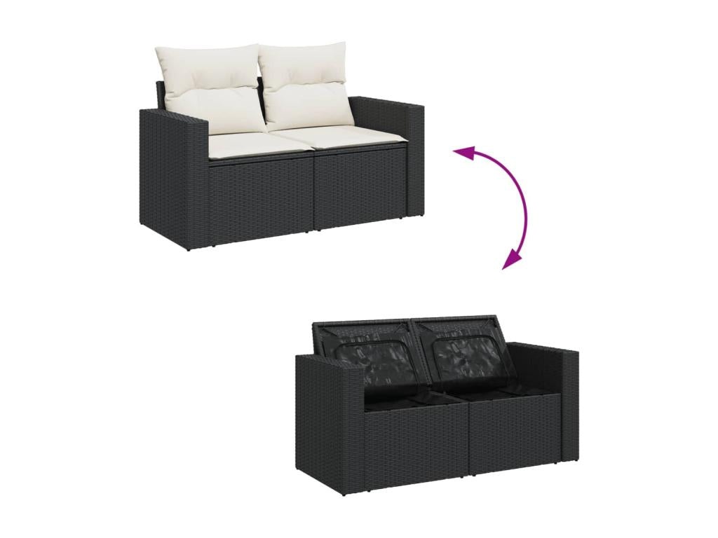 Ensemble de mobilier de jardin en résine tressée noire - dlz1766456865590