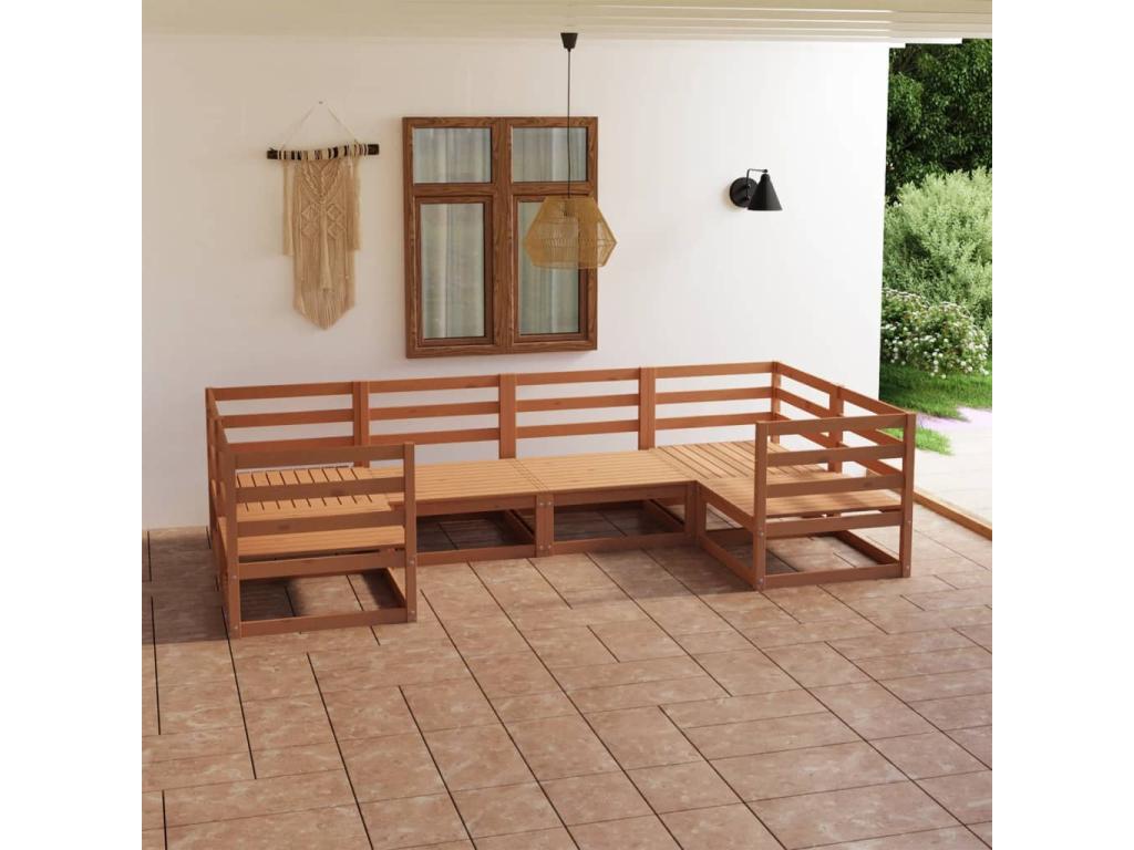 Ensemble de mobilier de jardin en pin brun - dlz1766456649710