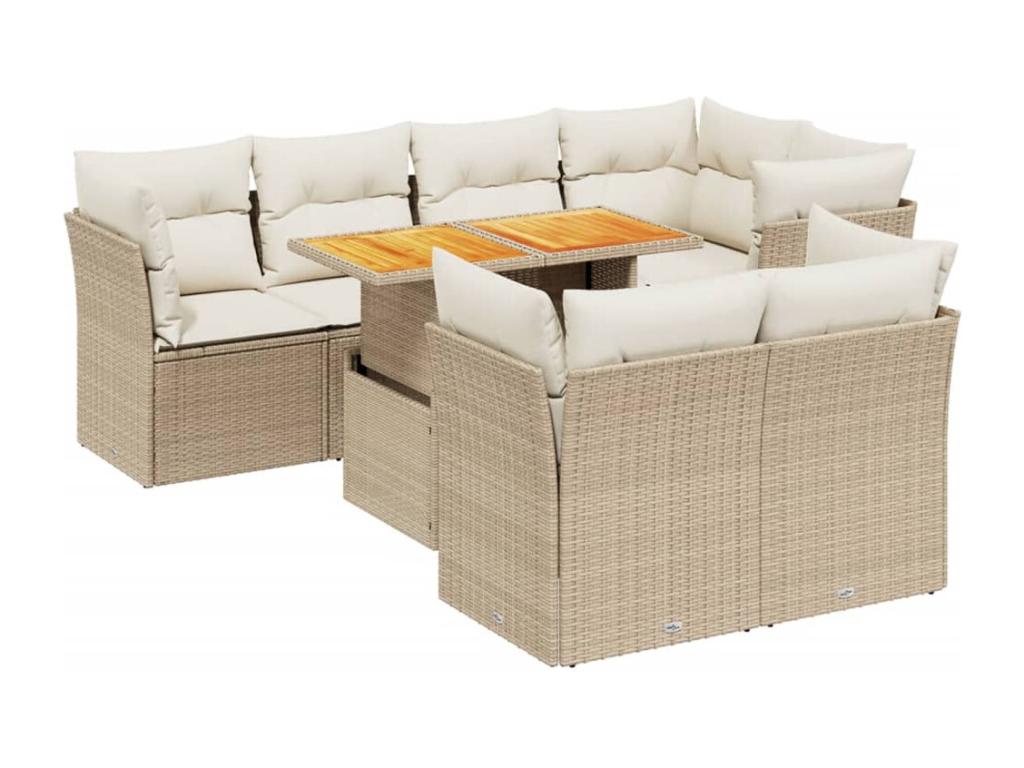 Ensemble de mobilier de jardin en résine tressée beige - dlz1766456756444