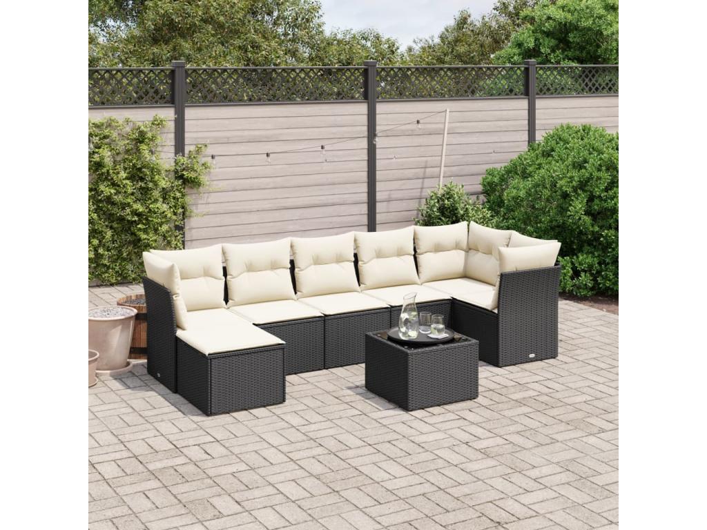 Ensemble de mobilier de jardin en résine tressée noire - dlz1766456813349