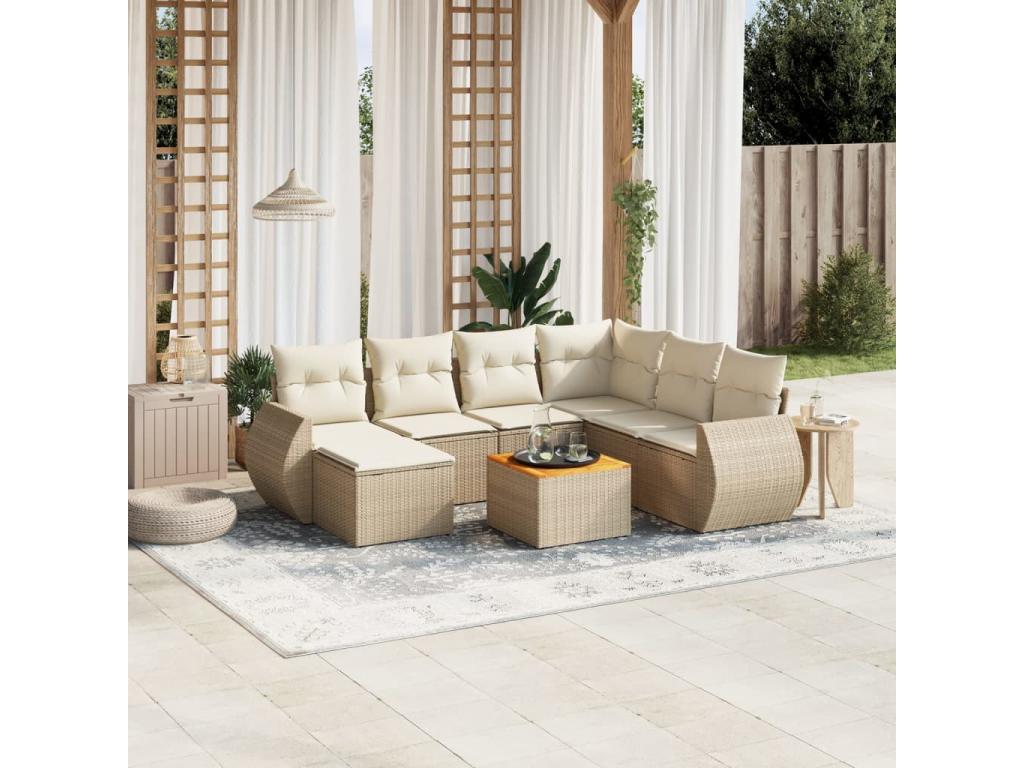 Ensemble de mobilier de jardin en résine tressée beige - dlz1766457111032
