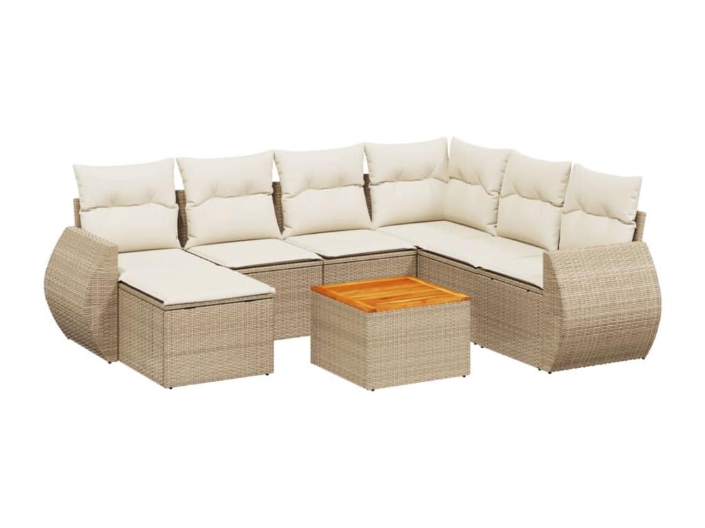 Ensemble de mobilier de jardin en résine tressée beige - dlz1766457111032