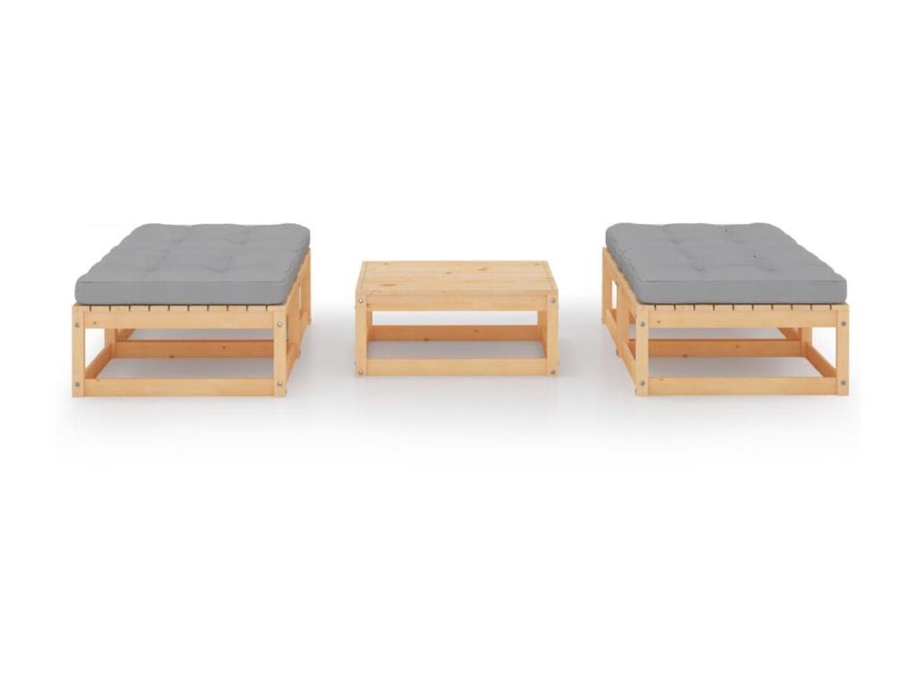 Ensemble de mobilier de jardin en pin naturel