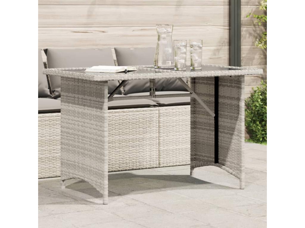 Table en verre gris, 110 x 68 x 70 cm