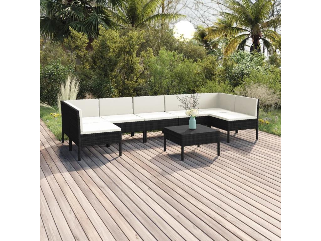 Ensemble de mobilier de jardin en résine tressée noire - dlz1766456684733