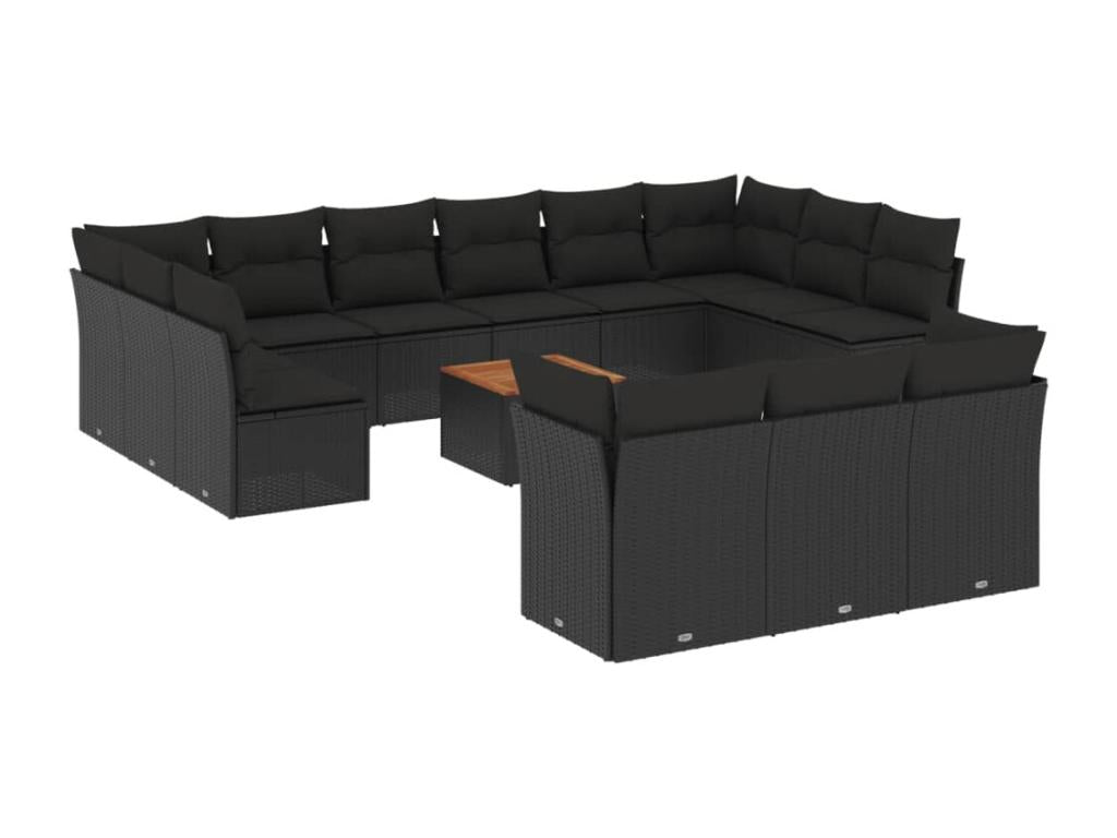 Ensemble de mobilier de jardin en résine tressée noire - dlz1766456638315