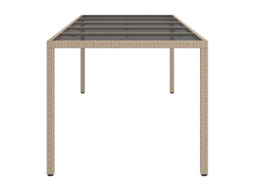 Table en verre beige, 250 x 100 x 75 cm