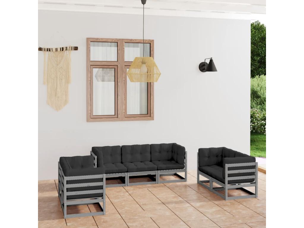 Ensemble de mobilier de jardin en pin gris - dlz1766456554032