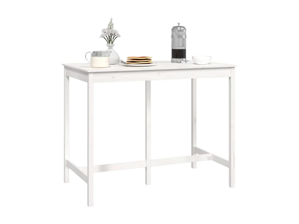 Table en bois massif blanc, 140 x 80 x 110 cm