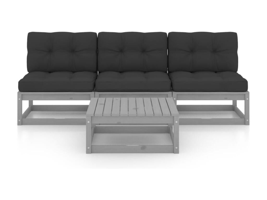 Ensemble de mobilier de jardin en pin gris - dlz1766457091642