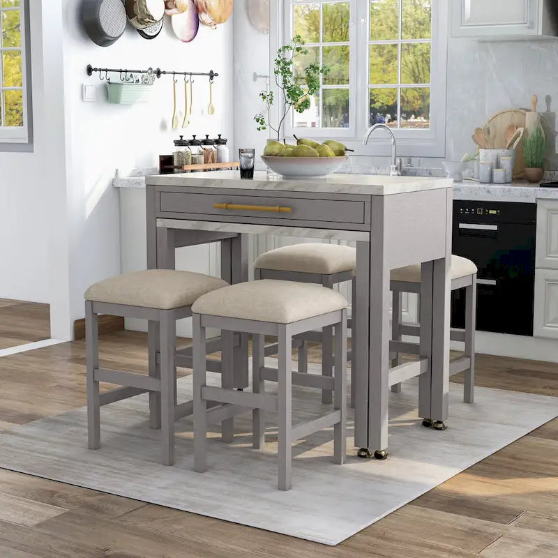 Furniture of America Delware Farmhouse Grey 39-inch Wood Counter Height Dining Table